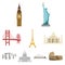 Sights of the countries of the world. Famous buildings and monuments of different countries and cities. Countries icon