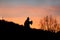 Sights of Prague, Czech Republic. Beautiful landscape silhouettes of sculptures against sky. Sunset backlit silhouettes of statues