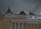 Sights of St. Petersburg through wet glass on a rainy gray day
