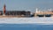 Sights of St. Petersburg. Winter in the city on the Neva in Russia