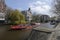 Sightseeing boats on canal in Amsterdam