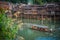 Sightseeing boats with tourists in Fenghuang