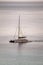 An sightseeing catamaran with many tourists, portrait format