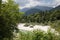 Sightseeing of emerald green Soca river in Slovenia