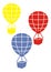 Sightseeing flights, three balloons, advertising vector icon