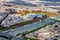 Sightseeing panorama of Paris from the top Eiffel Tower, France.