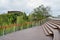 Sightseeing walkway on hill in cloudy summer