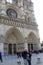 Sightseers outside front entrances to Notre Dame Cathedral,Paris,France,2016