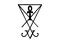 A sigil of Lucifer. Grunge styled distressed demonology and The ankh egyptian cross. Lucifer sigil isolated. Satan Devil Lucifer