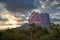 Sigiriya Lion`s rock with a dramatic sunset