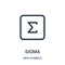 sigma icon vector from math symbols collection. Thin line sigma outline icon vector illustration