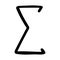 Sigma sign drawn in the Doodle style.The sum sign in mathematics.Black and white image.Monochrome.Outline drawing with a line.