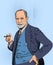 Sigmund Freud portrait in line art illustration, vector