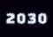 Sign of the 2030 year with hex pixel grid. New Years number or digits for holiday eve celebration card or calendar.