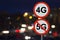 The Sign 4G no 5G and the night road with cars