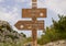 Sign along trail from La Turbie to Tete de Chien, southeastern France.