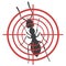 Sign of an ant with a target. Anti insect pictogram. Vector