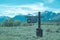 Sign for Antelope Flats Road, in Grand Teton National Park. This is turnout for Morman Row and famous barns. Artistic filter