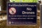 Sign on banning drones at Ao Phra Nang Beach in southern Thailand.