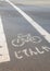 Sign for Bike lane in Japanese language on the road