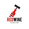 Sign Black corkscrew and a bottle of red wine. Design modern logos
