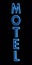 Sign Blue Neon Motel night isolated closeup