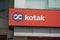 Sign Board: Kotak Mahindra Bank sign board showing the logo and text. Kotak Mahindra Bank is an Indian private sector bank