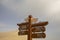 Sign for camel rides, Singing Sand Mountain, Taklamakan Desert,