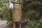 Sign for the Cascade Falls waterfall trail and trailhead for hiking