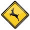 Sign Caution animal crossing and stag
