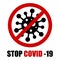 Sign caution Coronavirus. Stop Corona virus logo banner label vector eps 10