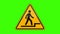 Sign Caution Step Up Green Screen