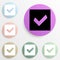 the sign is checked in the box badge color set. Simple glyph, flat vector of web icons for ui and ux, website or mobile