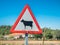 Sign of danger cows in Spain