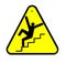 Sign of danger of falling stairs slip