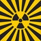 Sign dangerous Ionizing radiation pop art style, vector Ionizing radiation sign in yellow Hazard symbol background warning