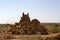 sign in the desert in the form of a stone cairn. Rajasthan