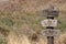 Sign in the desert Superstition Wilderness near the Lost Dutchman State Park near Apache Junction, Arizona, USA