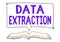 Sign displaying Data Extraction. Business concept act or process of retrieving data out of data sources Open Book