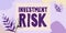 Sign displaying Investment Risk. Concept meaning potential financial loss inherent in an investment decision