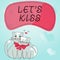 Sign displaying LETS KISS. Word for Sign of love expressing emotions between couple Cats tied together with bow