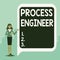 Sign displaying Process Engineer. Business overview responsible for developing new industrial processes Displaying