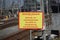 Sign on the end of platform of Utrecht Central train station that usage of small path is only allowed with permission of train ser
