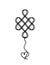 Sign of endless auspicious knot with heart as line drawing on the white