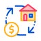 Sign Exchange Money On House Vector Thin Line Icon