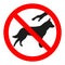 The sign is forbidden to touch the dog in a red crossed out circle. Symbol of animal, nature, warning, pet.