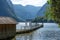 Sign in German meaning Ferry Station Obertraun on the Hallstatt lake. Austria