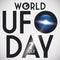 Sign, Glowing Spaceship and Light Beam for World UFO Day, Vector Illustration