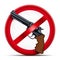 Sign with gun and symbol Stop arming