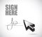 Sign here signature and cursor illustration design